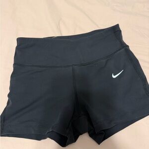 Nike Women's Black Athletic Shorts with White Swoosh